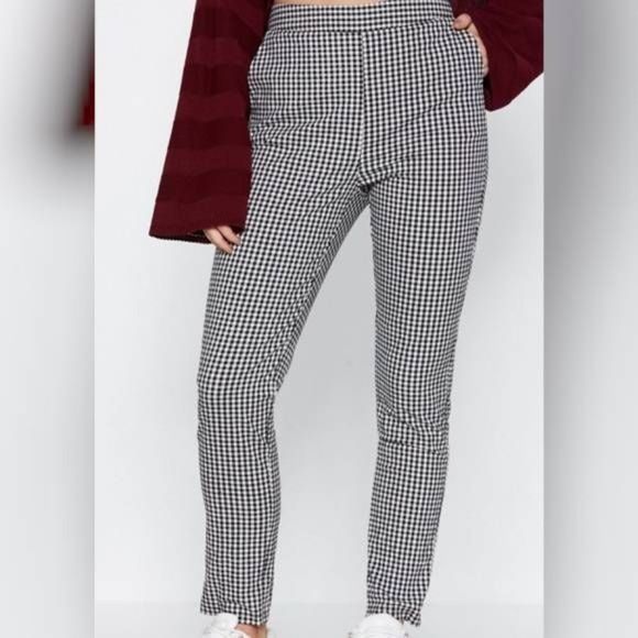 Lucy Wang Make It Fair Gingham Trouser Pants, Small, Black And White, NWT - Picture 7 of 14